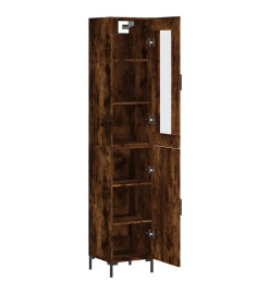 Buffet haut Chêne fumé 34,5x34x180 cm Bois d'ingénierie