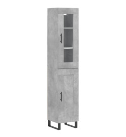 Buffet haut Gris béton 34,5x34x180 cm Bois d'ingénierie