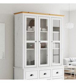 Armoire avec portes vitrées BODO blanc marron bois pin massif