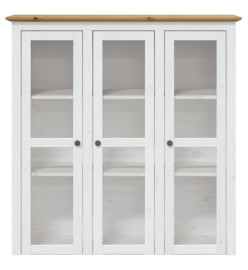 Armoire avec portes vitrées BODO blanc marron bois pin massif