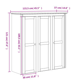 Armoire avec portes vitrées BODO blanc marron bois pin massif