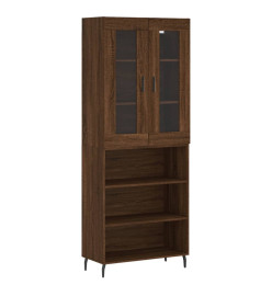 Buffet haut Chêne marron 69,5x34x180 cm Bois d'ingénierie