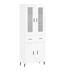 Buffet haut Blanc brillant 69,5x34x180 cm Bois d'ingénierie