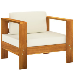Salon de jardin 9 pcs avec coussins blanc crème Bois d'acacia