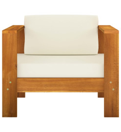 Salon de jardin 9 pcs avec coussins blanc crème Bois d'acacia