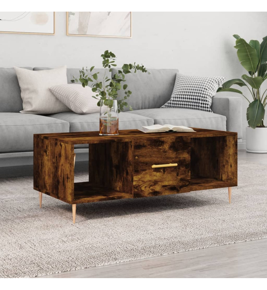 Table basse chêne fumé 102x50x40 cm bois d'ingénierie