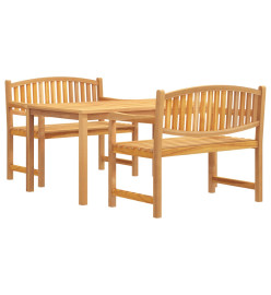 Ensemble à dîner de jardin 3 pcs Bois de teck massif