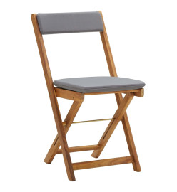 Ensemble de bistro pliable 3 pcs avec coussins Acacia solide