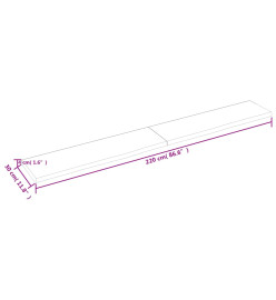Comptoir de salle de bain 220x30x4 cm bois massif non traité