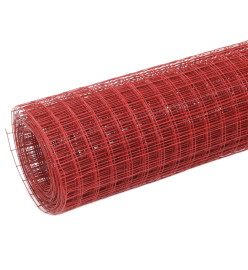 Grillage Acier avec revêtement en PVC 10x0,5 m Rouge