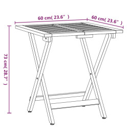 Ensemble de bistro pliable 3 pcs avec coussins Acacia solide