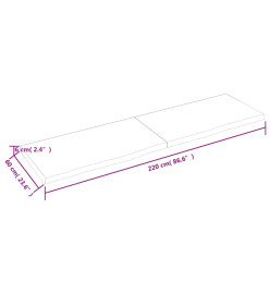 Comptoir de salle de bain 220x60x6 cm bois massif non traité