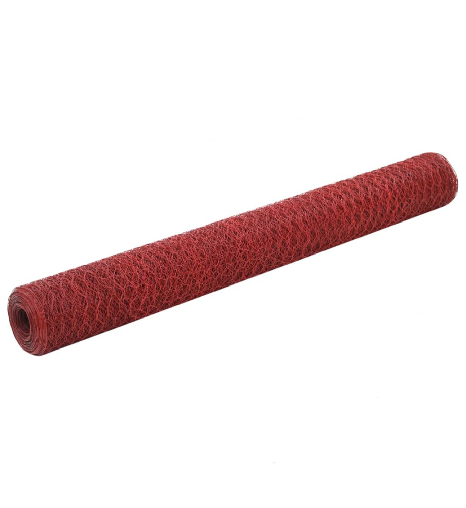 Grillage Acier avec revêtement en PVC 25x1,2 m Rouge