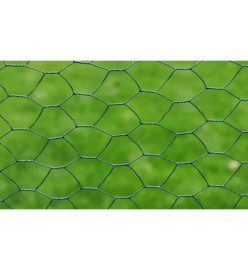 Clôture en treillis Acier galvanisé Hexagonal 1x25 m Vert foncé