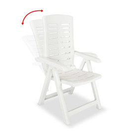 2 pcs Chaises inclinables de jardin Plastique Blanc