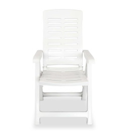 2 pcs Chaises inclinables de jardin Plastique Blanc