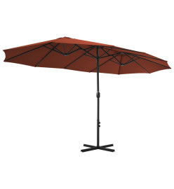 Parasol avec poteau en aluminium 460 x 270 cm Terre cuite