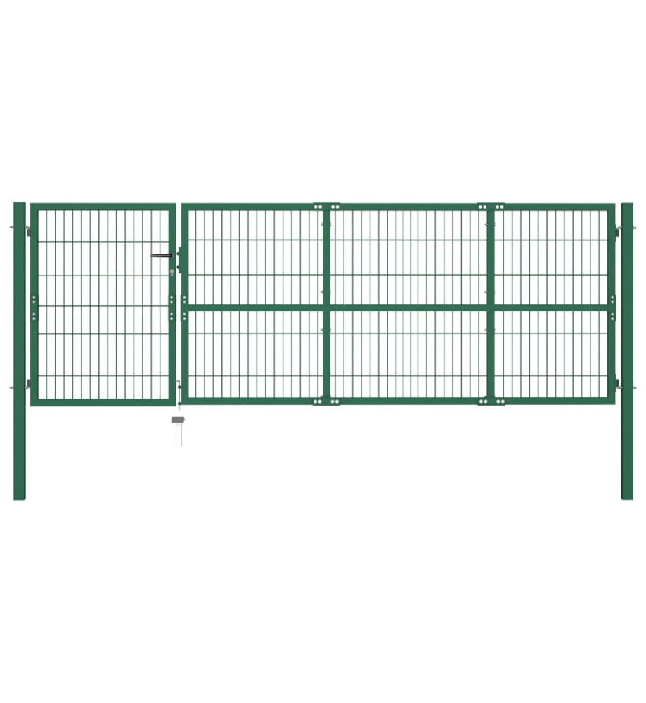 Portail de clôture de jardin avec poteaux 350x100 cm Acier Vert