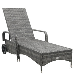 Chaise longue avec roues Résine tressée Anthracite