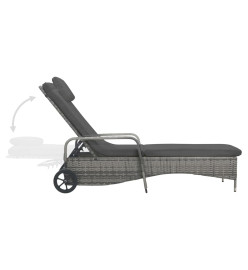 Chaise longue avec roues Résine tressée Anthracite