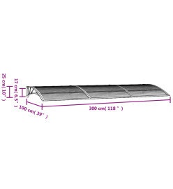 Auvent de porte Gris 300x100 cm Polycarbonate