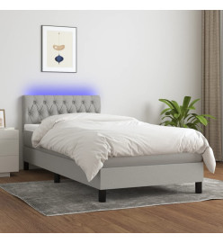 Sommier tapissier avec matelas et LED Gris clair 90x190cm Tissu