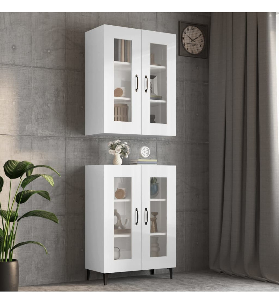 Armoire murale suspendue Blanc brillant 69,5x34x90 cm