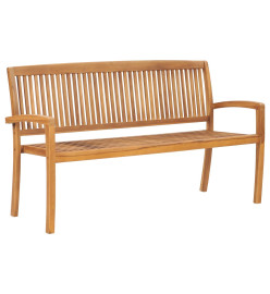 Banc de jardin empilable et coussin 159 cm Bois de teck massif