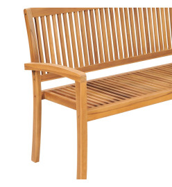 Banc de jardin empilable et coussin 159 cm Bois de teck massif