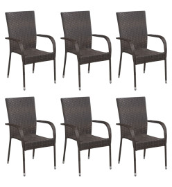 Ensemble de salle à manger de jardin 7 pcs Marron