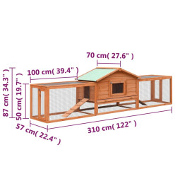 Clapier Pin massif et sapin 310x70x87 cm