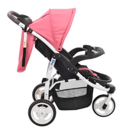 Poussette bébé à 3 roues Rose et noir