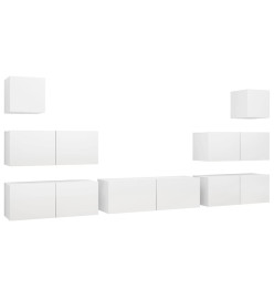 Ensemble de meuble TV 7 pcs Blanc Aggloméré