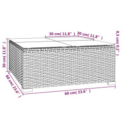 Table de basse de jardin Gris 60x60x30 cm Résine tressée verre