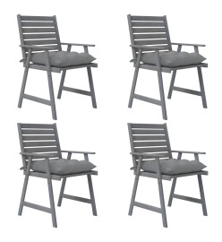 Chaises à dîner d'extérieur avec coussins 4 pcs Acacia massif