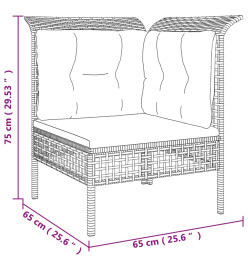 Canapé d'angle de jardin avec coussin gris résine tressée