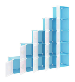 Armoire de rangement pour enfants avec 15 cubes Bleu PP