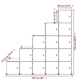 Armoire de rangement pour enfants avec 15 cubes Bleu PP