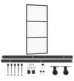 Porte coulissante et quincaillerie Verre et Aluminium 90x205 cm
