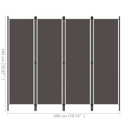 Cloison de séparation 4 panneaux Anthracite 200x180 cm