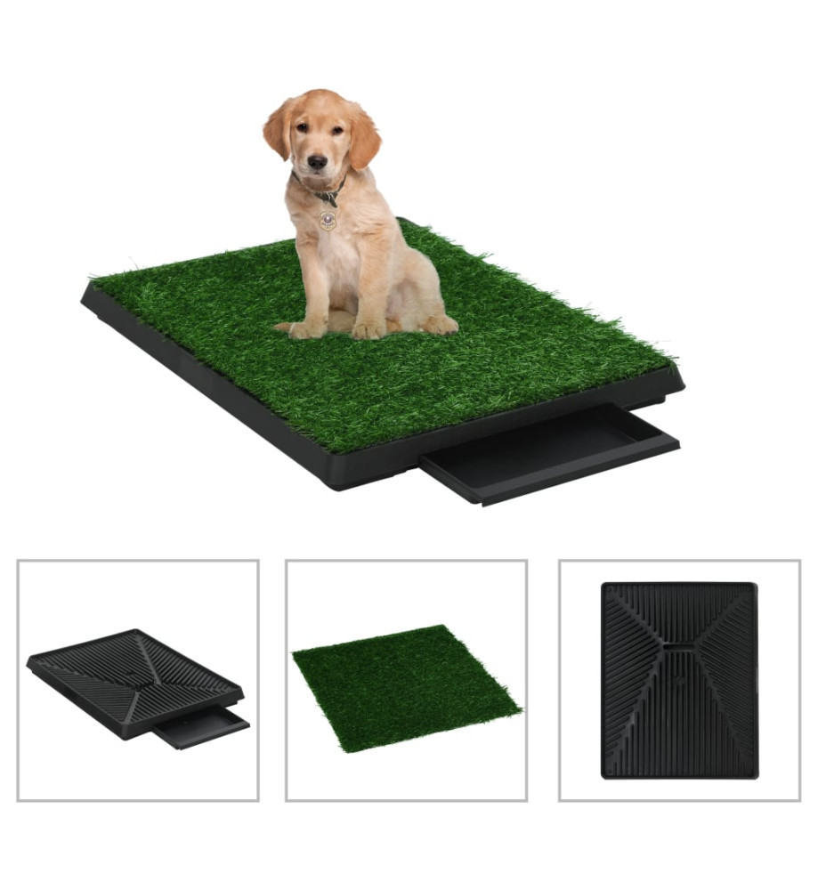 Tapis pour animaux avec plateau et gazon artificiel Vert