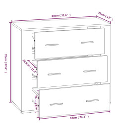 Buffet Blanc brillant 80x33x70 cm Bois d'ingénierie