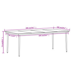 Ensemble de salle à manger de jardin 7 pcs Noir