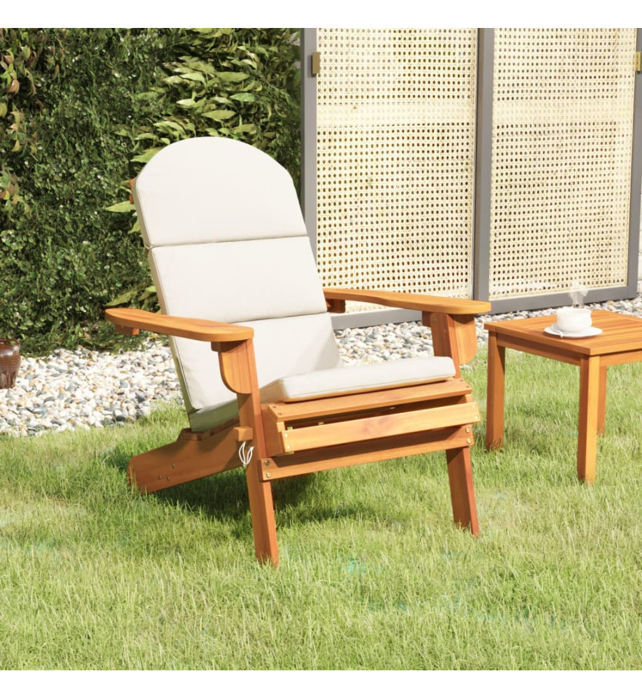 Chaise de jardin Adirondack avec coussins bois massif d'acacia