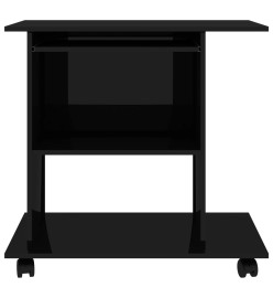 Bureau d'ordinateur Noir brillant 80x50x75 cm Aggloméré