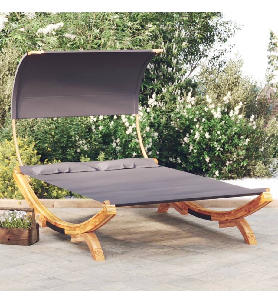 Lit repos et auvent 165x203x126cm Bois courbé massif Anthracite