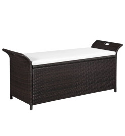 Banc de jardin avec coussin 138 cm Résine tressée Marron