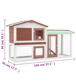 Clapier large d'extérieur Marron et blanc 145x45x84 cm Bois