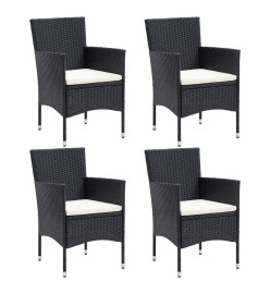 Ensemble à dîner de jardin 5 pcs Noir Résine tressée et verre