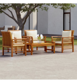 Salon de jardin 5 pcs avec coussins Bois massif d'acacia